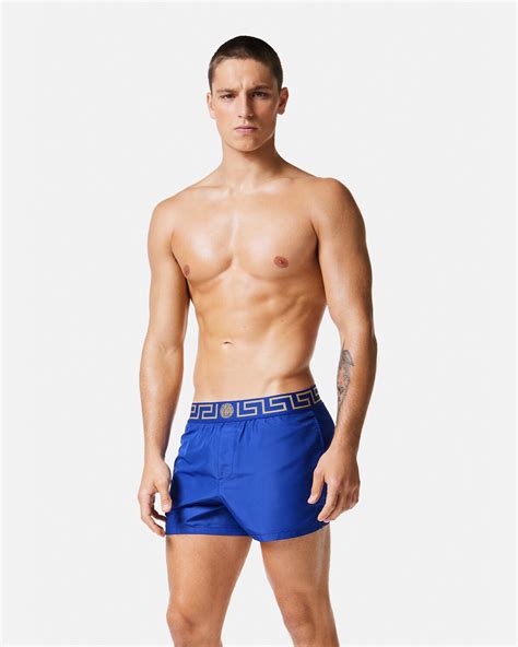 swim shorts versace|greca border swim shorts.